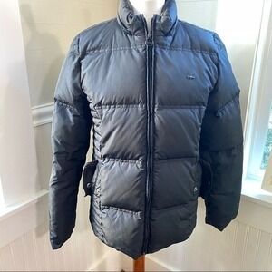 Lacoste Black Down Puffer Jacket Quilted Full Zip Size 40 US Medium